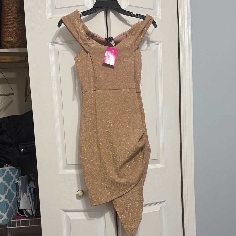 Privy Gold Asymmetrical Dress